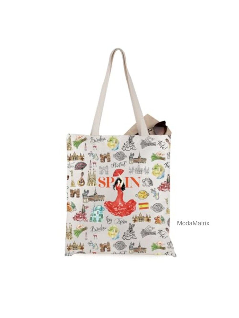 Spain Themed Canvas Tote Bag Bachelorette Travel Gift Lightweight